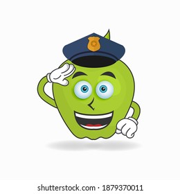 The Apple mascot character becomes a policeman. vector illustration