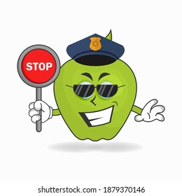 The Apple mascot character becomes a policeman. vector illustration