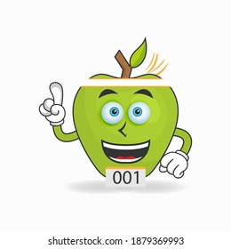 The Apple mascot character becomes a running athlete. vector illustration