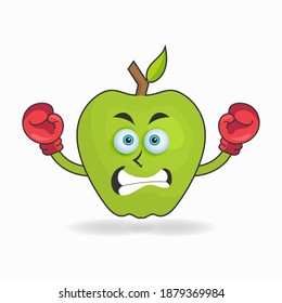Apple mascot character with boxing gear. vector illustration