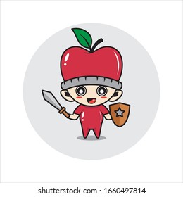 Apple mascot character cute activity vector illustration