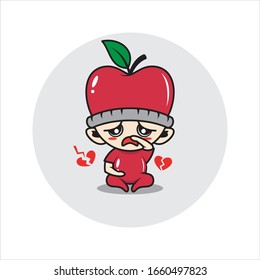 Apple mascot character cute activity vector illustration
