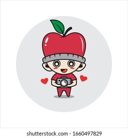 Apple mascot character cute activity vector illustration