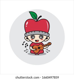 Apple mascot character cute activity vector illustration