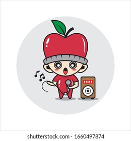Apple mascot character cute activity vector illustration