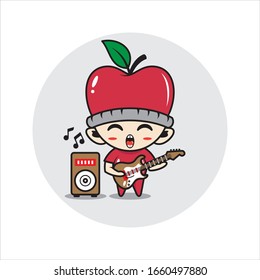 Apple mascot character cute activity vector illustration