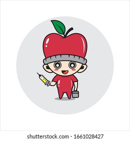 Apple mascot character cute activity vector illustration