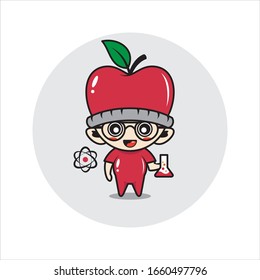 Apple mascot character cute vector illustration
