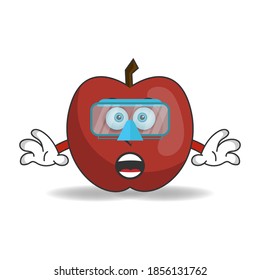 The Apple mascot character is diving. vector illustration