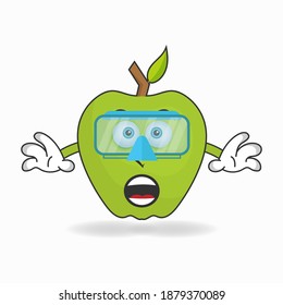 The Apple mascot character is diving. vector illustration