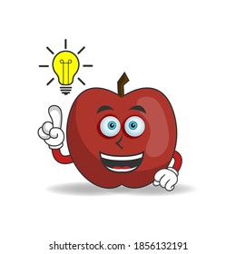 The Apple mascot character with an expression gets an idea. vector illustration