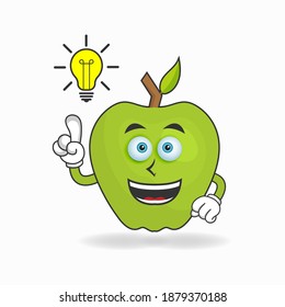 The Apple mascot character with an expression gets an idea. vector illustration