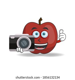 Apple Maskottchen-Zeichentrickkamera. Vektorgrafik