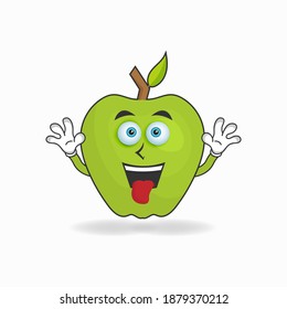 Apple mascot character with laughing expression and sticking tongue. vector illustration