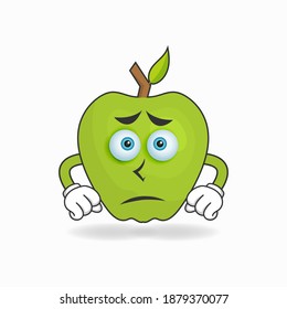 Apple mascot character with sad expression. vector illustration