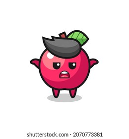 apple mascot character saying I do not know , cute style design for t shirt, sticker, logo element