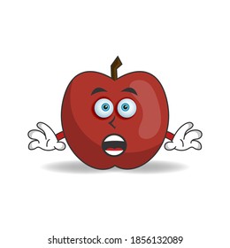 Personaje de mascota de Apple con expresión impactante. ilustración vectorial
