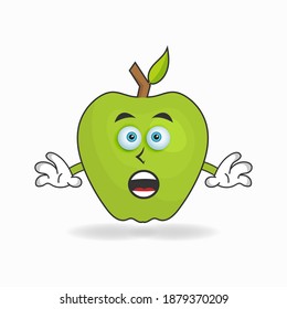 Apple mascot character with shocked expression. vector illustration