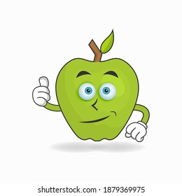 El personaje de la mascota de Apple con los pulgares arriba trae. ilustración vectorial