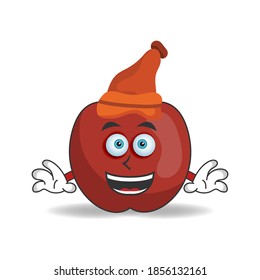 The Apple mascot character wearing a hat. vector illustration