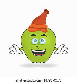 El personaje de la mascota de Apple con un sombrero. ilustración vectorial