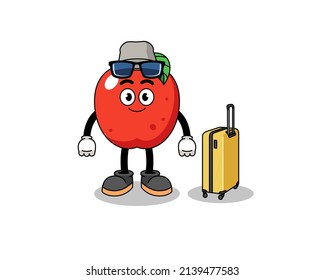 mascota de manzanas haciendo vacaciones , diseño de caracteres