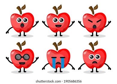Apple mascot fruit flat design character