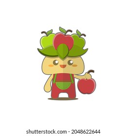 Ilustración de vectores gráficos de mascota de Apple, diseño agradable para temas de frutas y verduras, para niños, niñas, kindergarten, preescolar. adorables, chichos, coloridas imágenes. para pegatinas, elementos visuales.