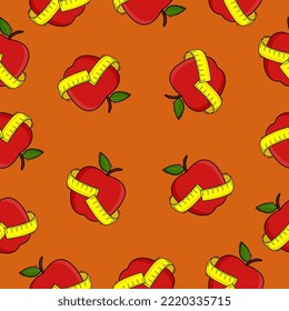 Apple and measure tape seamless pattern