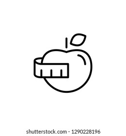 apple with measuring line icon outline thin