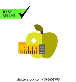 Apple and measuring tape