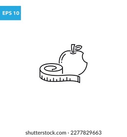 Apple measuring tape line icon Vector illustration