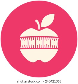 Apple with measuring tape, modern flat icon