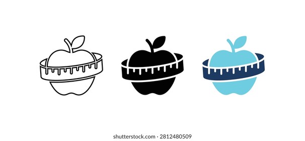Apple with measuring tape nutrition.Vector illustration