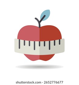 Apple com ícone de vetor de fita de medição. Símbolo gráfico para fitness e perda de peso web site e apps design, logotipo, app, UI