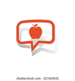 Apple message sticker, orange chat bubble with image inside, on white background