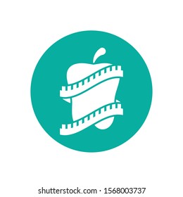 Apple with meter icon design, Gym healthy lifestyle fitness bodybuilding bodycare activity exercise and diet theme Vector illustration