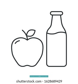 Apple and milk icon vector illustration logo template for many purpose. Isolated on white background.