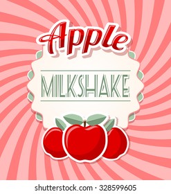 Apple milkshake label in retro style on twisted background