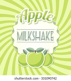 Apple milkshake label in retro style on twisted background