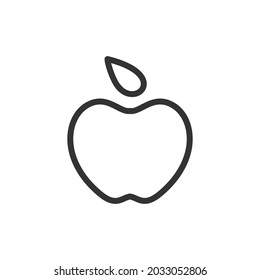 Apple minimal line icon. Web stroke symbol design. Apple sign isolated on a white background. Premium line icon.
