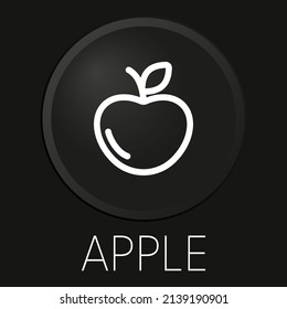 Apple minimal vector line icon on 3D button isolated on black background. Premium Vector.