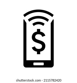 Apple, mobile, payments icon. Black vector graphics. 38