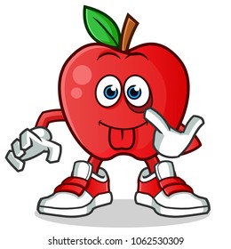 apple mocking mascot vector cartoon illustration