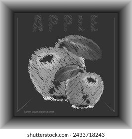 Apple. Monochrome image for interior design, poster, poster, cover, print and creative idea