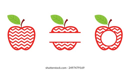 Apple monogram with chevron pattern icon set. Clipart image isolated on white background