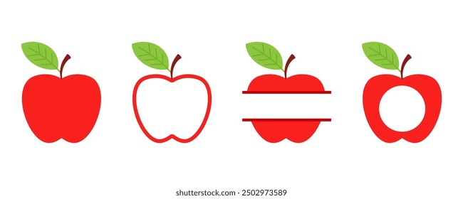 Icono de conjunto de monogramas de Apple. Imagen Clipart aislada sobre fondo blanco