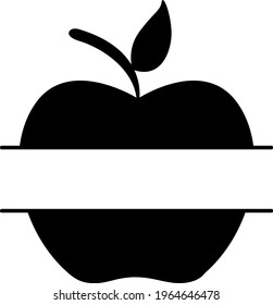 Apple monogram sign. Back to school. Apple teacher gift design. Iron on, last minute gift present decoration. 