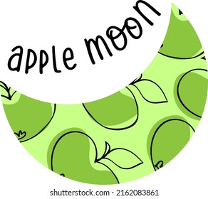 Apfelmond, Hintergrund mit Äpfeln. Modernes Design für Logo-, Etiketten- und Druckentwicklung