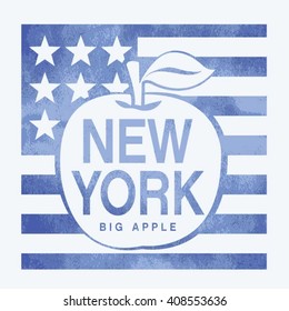 Apple New york flag typography, t-shirt graphics, vectors
